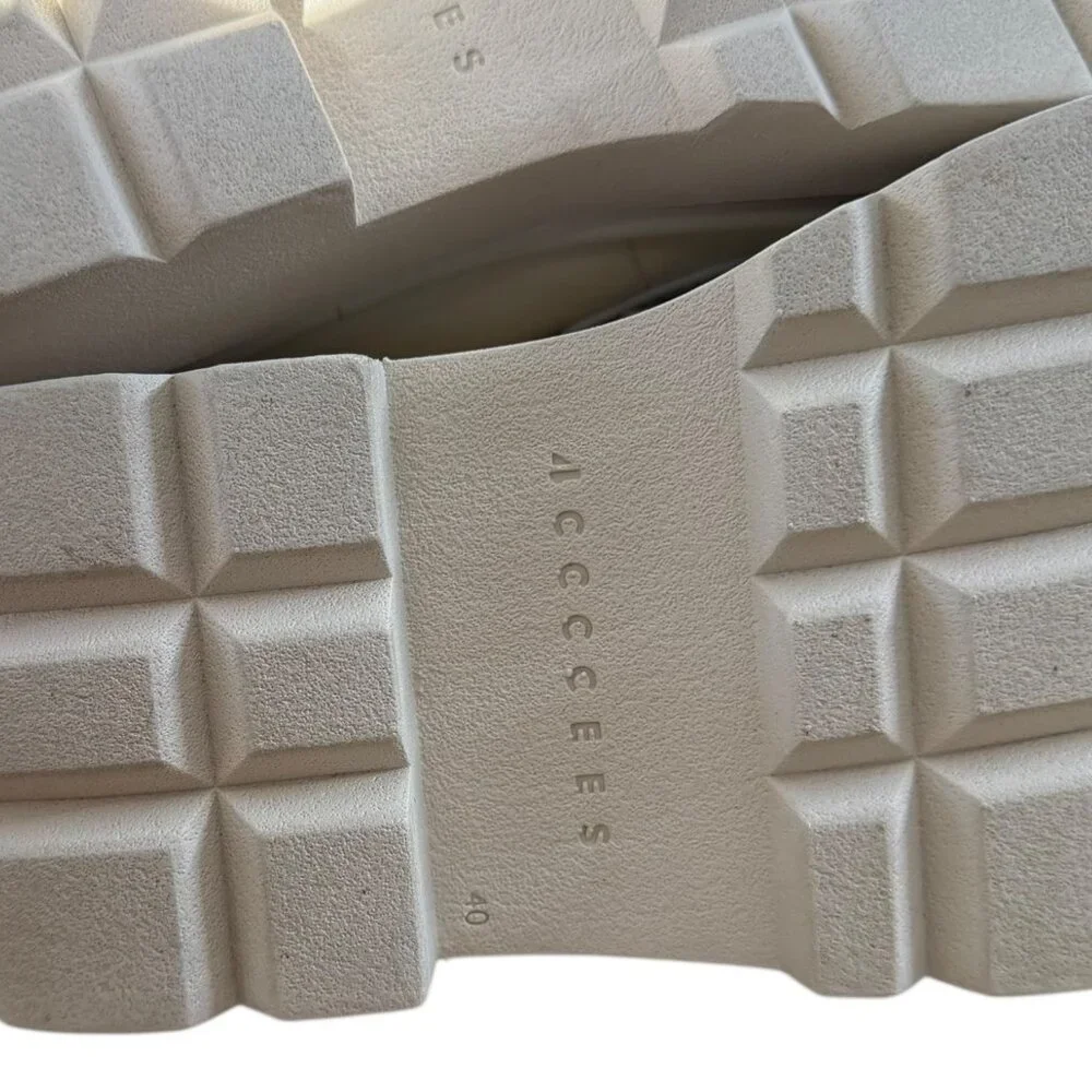 4CCCCEES Crunch Fringe Leather Platform Loafer‎ Ivory EU 40 US 9 Preppy